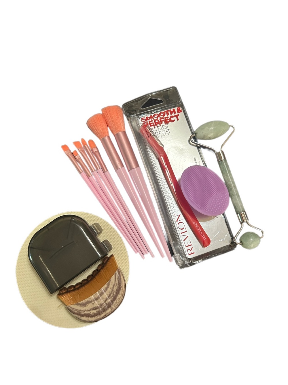 Makeup Tool Bundle: Lymphatic Drainage Brush, Green Jade Roller and more